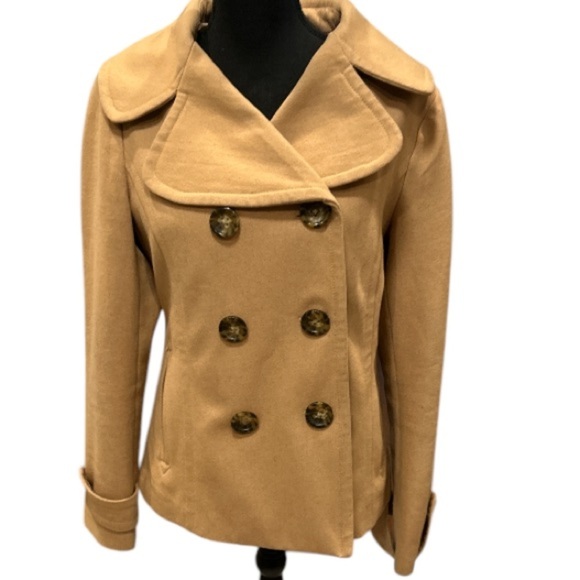 Old Navy Women's Brown Tan Camel Winter Double Breasted Pea Coat,‎ EUC, Size M. - Picture 1 of 6